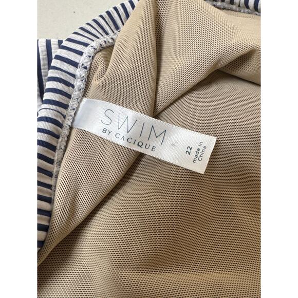 Cacique Swim Lane Bryant Blue & White Nautical Stripe Swim Skirt Sz: 22 - Picture 4 of 8